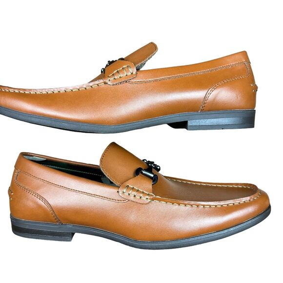 Mens Kenneth Cole New York Cognac Color Slip On Leather Loafers Camo Size 10.5 - Picture 3 of 10